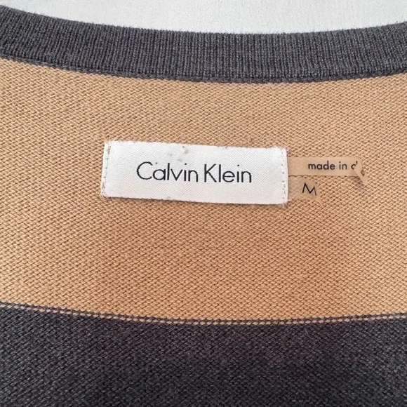 Calvin Klein Striped Sweater Dress Fall Winter Medium - Picture 2 of 7